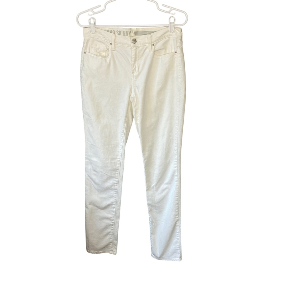 DKNY‎ Jeans Soho Skinny White Denim Pants Size 4 Mid Rise Z4410010
